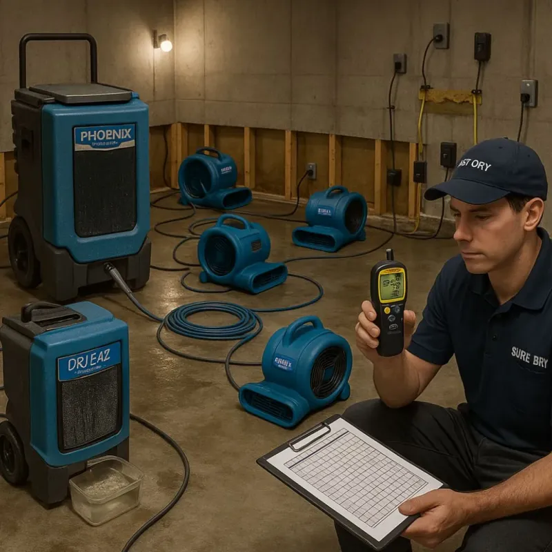 Structural Drying and Dehumidification process in Brunswick County, NC